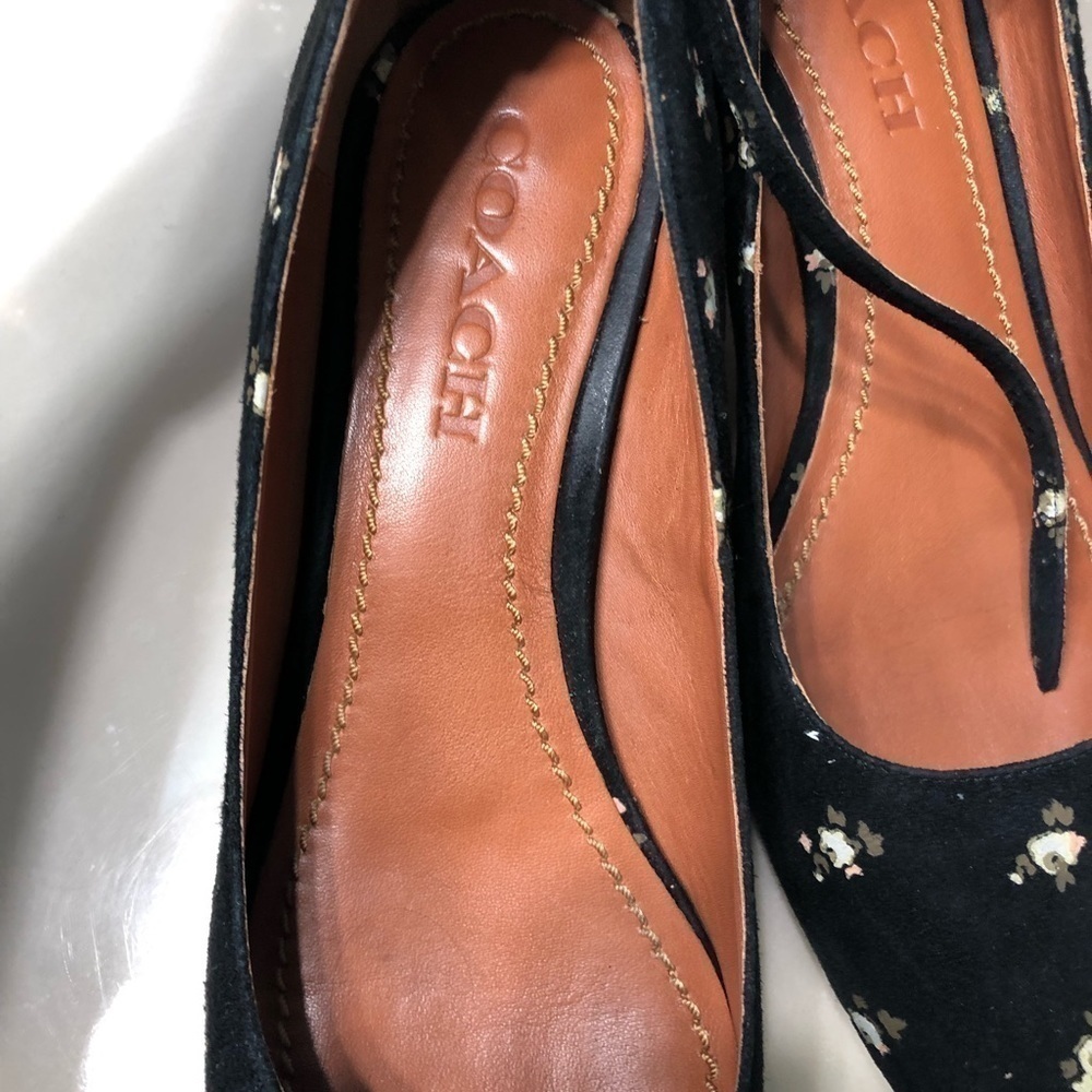 Coach shoes black Ankle Strap Pump Prairie floral chunky heel cottagecore chic - Picture 4 of 16